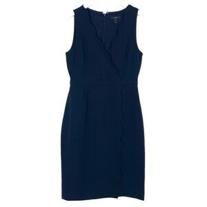 J.Crew Elegant Navy Blue Scallop Neckline Sleeveless Dress
